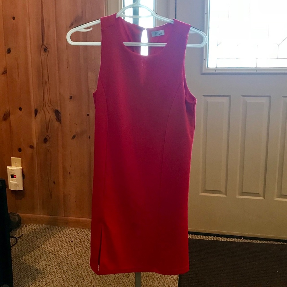 Red shift dress with slit (never worn)